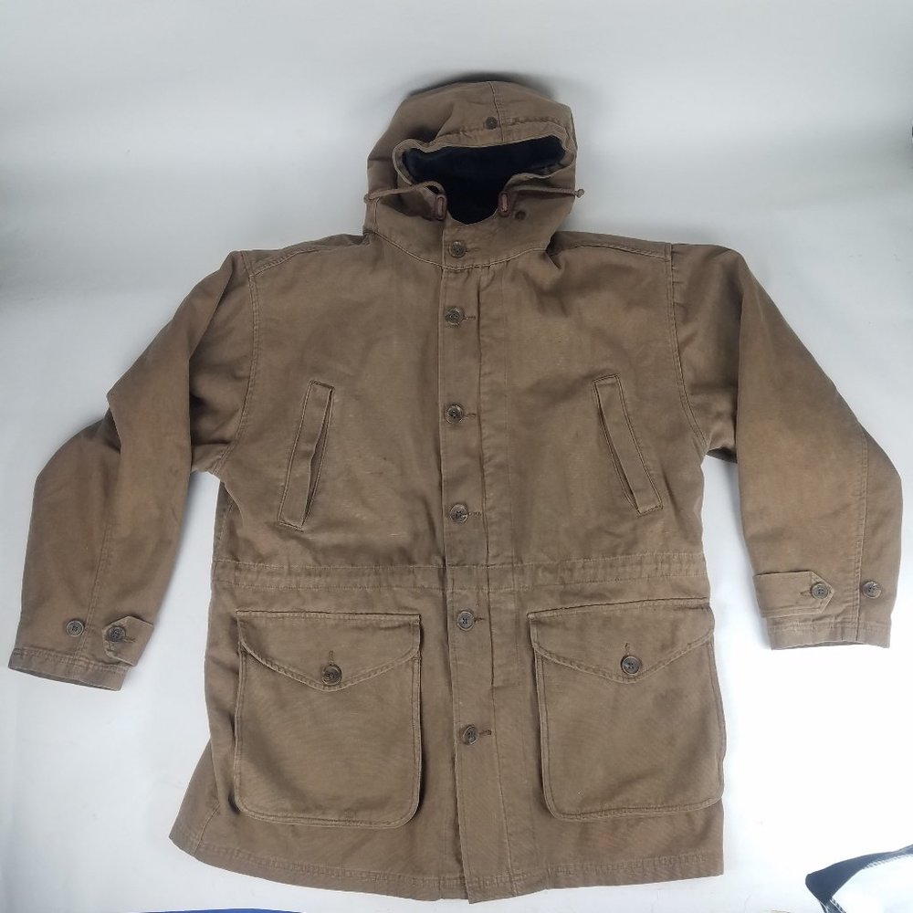 Abercrombie & Fitch Hvy Canvas Hooded Field Chore Barn Coat Wool Lined Sz Small